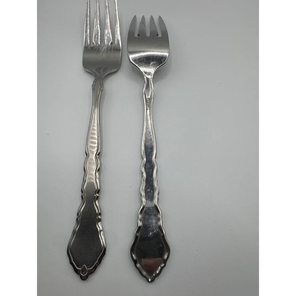 Oneida Royal Chippendale Stainless Salad Forks Set of 2 USA Glossy Scalloped